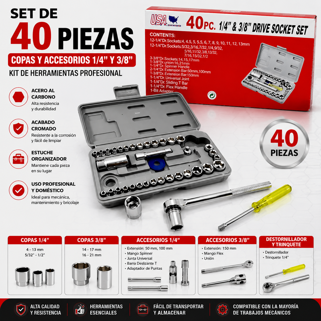 Herramienta Kit De Rachet 46 Pcs